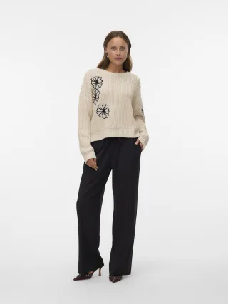 VERO MODA - VMLAURA LS O-NECK PULLOVER BOO birch - Gr. - XL
