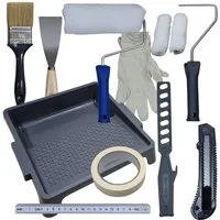 NYVI Malerset Maler Set Advance DIY - 15-teiliges Lackierset, (Set, 15-tlg., Farbwanne, Malerrollen, Pinsel, Abdeckplane uvm), Renovierungsset für Decken- und Wandfarbe im Innenbereich