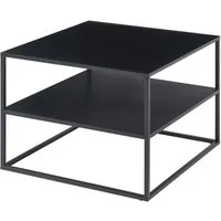 en.casa Couchtisch, »Solund« Beistelltisch mit Ablage 60x60x45 cm Schwarz, matt