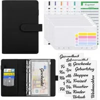 LuxusKollektion Notizbuch Budget Planner Deutsch A6 PU-Leder Binder Geldumschläge Budget Blätter