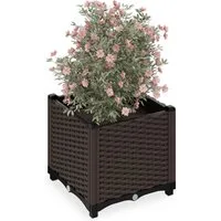 relaxdays Pflanzkübel in Rattan-Optik (1 St), braun, 40x40x38 cm