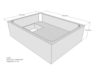 Neuesbad Wannenträger für Bette flach 100x75x15 SD21168