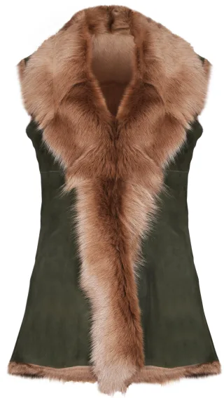 Lange Toscana-Lammfellweste für Damen – Sorocaba