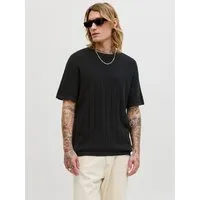 Jack & Jones Kurzarmpullover JJEBRADLEY KNIT TEE SS LN Baumwolle, mit vertikaler Rippstruktur