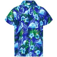 King Kameha Hawaiihemd "Flamingo Flowers" Funky Hawaii-Hemd Herren Kurzarm Front-Tasche
