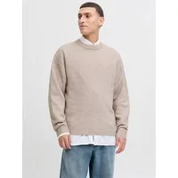 Jack & Jones Rundhalspullover JJESOHO OLLIE KNIT CREW NECK SN Materialmix, relaxed fit