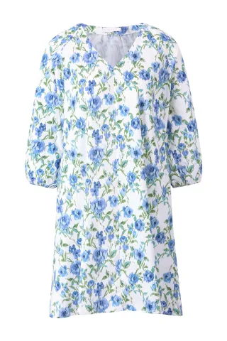 Rich & Royal - Printed cotton mini dress palace blue - Gr. - 36