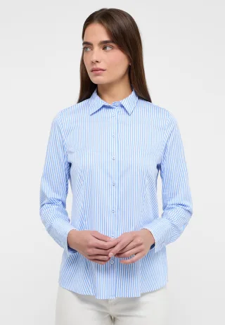 ETERNA - Bluse Satingewebe Langarm blau - Gr. - 44/Langarm