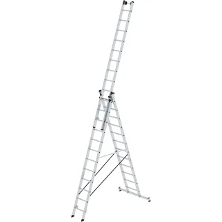 Munk Sprossen-Mehrzweckleiter 3-teilig mit nivello®-Traverse und Wandlaufrollen - 033312