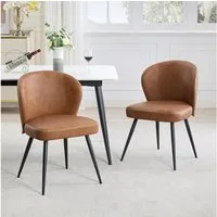 GarveeMore Esszimmerstuhl aus PU-Leder,moderne Esszimmer und Küchenstühle,120kg belastbare (2 St), gepolsterte stühle mit Stahlbeinen für Esszimmer und Schlafzimmer
