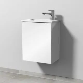 Sanipa 3way Waschtischunterbau zu Duravit ME by Starck Waschtisch mit 1 Tür, Weiß-Glanz SF72078