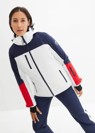 bonprix wasserdichte Ski Funktions-Jacke mit Belüftungsschlitzen, weiß, Gr.46, figurbetonte Winterjacke mit Belüftungsschlitzen unterm Arm und Fleece-Futter am Rücken sowie in der Kapuze, weit geschnitten