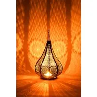 Marrakesch Orient & Mediterran Interior Teelichthalter Orientalische Gartenlaterne Ezana modern aus Metall in Schwarz 36 cm (1 St), Handarbeit