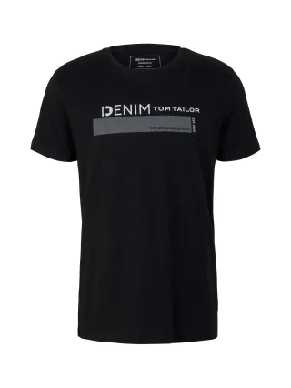 Denim Tom Tailor - T-Shirt mit Bio-Baumwolle Black - Gr. - M