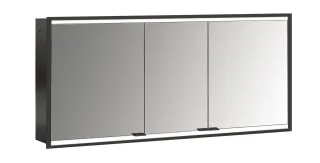 emco LED-Lichtspiegelschrank prime 2 Facelift schwarz Unterputz, 1400 mm, 3-türig, IP 20 Rückwand ve 949713563
