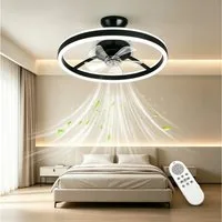 GarveeMore Deckenventilator mit LED Licht & Fernbedienung für Schlafzimmer, leise, Kontrastfarbe, DC Motor, 6 Geschwindigkeiten, 3 Lichtfarben, dimmbar, Schwarz/Weiß