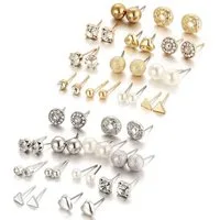 YouBella Ohrhänger-Set Satz von 24 vergoldeten Ohrstecker Tops Ohrring (Satz von 24 vergoldeten Ohrstecker Tops, Für Frauen & Mädchen, Geschenk & Hochzeit), Modische & schöne künstliche Schmuck