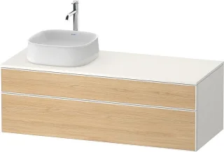 Duravit Zencha Konsolenwaschtischunterbau wandhängend Natur Eiche & Weiß Matt & Supermatt 1300x550x4 ZE4822L30840000
