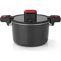 GOURMETmaxx Schnellkochtopf Energiespartopf Aluminium 5,8l schwarz/rot, (2-tlg)