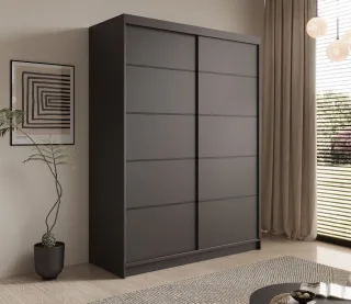 Schiebetürenschrank Schrank CALNT Schwarz matt 150x200x58 cm