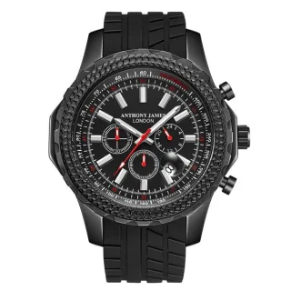 Assemblé à la main Anthony James Limited Edition Chronograph Dashboard Noir