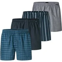 Schiesser Boxershorts 4er Pack Web (Spar-Set, 4-St) Boxershorts - Baumwolle - mit Eingriff - Atmungsaktiv