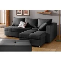 Home affaire Ecksofa Italia L-Form, B: 217 cm, Bettfunktion, Bettkasten & 1 Zierkissen, Federkern