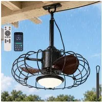 Lapamax Deckenventilator IP65 Wasserdicht Outdoor Deckenventilator mit Beleuchtung für Außen, Dimmbar+3 Farbtemperaturen, 6 Geschwindigkeitsstufen für Terrassen