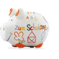Wurm Spardose Sparschwein 'Zum Schulanfang' Keramik Bunt (B/H/T) 12,5x9x9cm