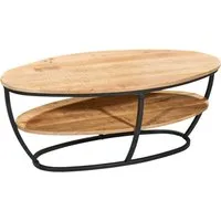 moebel-dich-auf Couchtisch JAIPUR 2 (mit Tischplatte aus 20mm Mango Holz massiv), Untergestell aus Metall in schwarz matt