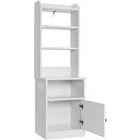 COSTWAY Nachttisch, mit verstellbarem Regal & Steckdosen & USB-Anschluss