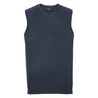 Russell Collection Herren V-Ausschnitt ärmelloses gestricktes Pullover Top / Pullover (French Navy)