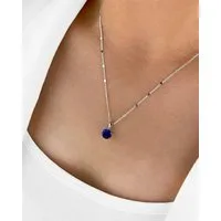 DANIEL CLIFFORD Kette mit Anhänger 'Marianne' Damen Halskette Silber 925 runder Anhänger blauer Kristall (inkl. Verpackung), größenverstellbare Silberkette silberne Plättchen, blauer Kristall