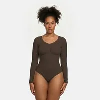 cfab (creamy fabrics) Shaping-Body Bodysuit Sculpting Shapewear Longsleeve mit String-Braun-XS (1-tlg)