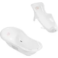 Hylat Baby Babybadewanne Hylat Baby Badewanne Set - für Neugeborene und Babys – Motiv Friends, (2-teiliges SET, 2-tlg), Babywanne, Sitz – Weiß