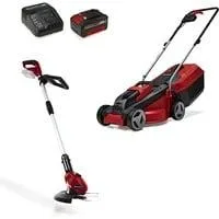 Power X-Change Akku-Rasenmäher-Set GE-CM 18/30 + Rasentrimmer GE-CT 18 rot/schwarz, Li-Ionen Akku 4,0Ah