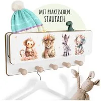 Holzura Kinderregal Kindergarderobe aus Holz mit Ablage und magnethaftendem Rahmen.