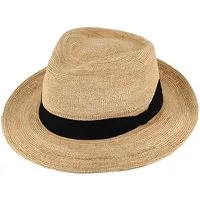 Fiebig Strohhut Raffiahut Fedora Crochet, Crushable Sonnenhut aus gehäkeltem Material