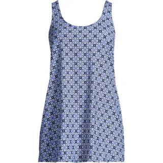 Badekleid mit rundem Ausschnitt, Damen,  Blau, Elasthan/Nylon, by Lands' End