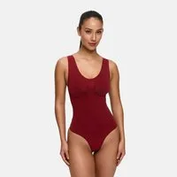 cfab (creamy fabrics) Shaping-Body Tank Bodysuit Sculpting Shapewear mit String-Wine Red-5XL (1-tlg)