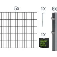 Alberts Doppelstabmattenzaun Grundset, (Set), Höhe: 80-200 cm, Gesamtlänge: 4-30 m, zum Einbetonieren