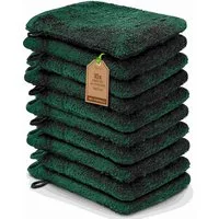 NatureMark Waschhandschuh 10er-Set Frottier Waschhandschuhe, 100% Baumwolle (10-St), Premium Frottier Waschhandschuhe, 15x21cm, Dunkel grün