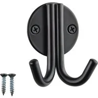 SO-TECH® Kleiderhaken Garderobenhaken ELEN 65 x 78 x 33 mm doppelt mit Schrauben, (1-St), Stahl Schwarz