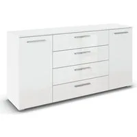 rauch Kombikommode Sideboard Schubkommode Kommode MONTCLAR Front Dekor/Hochglanz/Glas (Breite 160 / Höhe 81 cm, 2 Einlegeböden, inkl. Soft-Close-Funktion), 2-türig, 4 geräumige Schubladen, viele Griffvarianten MADE IN GERMANY