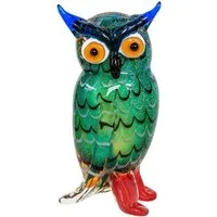 Aubaho Dekoobjekt Glasfigur Eule Vogel Glas im Murano Antik Stil 22cm