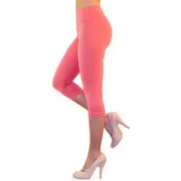 YESET Leggings Damen Capri 3/4 Leggings Baumwolle hoher Bund LACHSROSA S Highwaist-Leggings