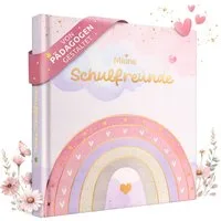 Eulentaler Freundebuch für Mädchen (Schule) I von Pädagogen gestaltet, Regenbögen, Blumen & Goldprägung, Geschenk für Schulkinder