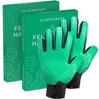 Silberkraft Fellpflegehandschuh Fellpflegehandschuh für Hunde und Katzen, Massagehandschuh, 256 Noppen, (2-tlg), Flexibel tragbar, für Lang- und Kurzhaar, waschbar & wiederverwendbar