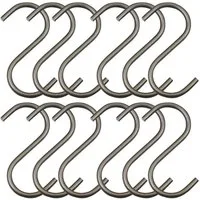 SO-TECH® S-Haken für Rundstäbe bis Ø 30 mm für Garderoben, Küchenreling uvm., (Spar-Set, 12-St), Rohstahl klar lackiert