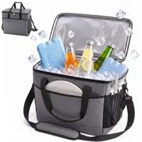 relaxdays Kühltasche mit Tragegriffen, 40 l, grau, 40 L